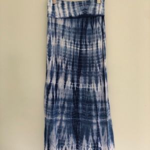 Blue and white tie dye olive & oak maxi skirt